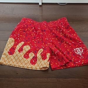 Baseball Lifestyle 101 Red Ice Cream Cone Patterned Shorts